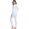 imageWiWi Soft Viscose from Bamboo Underwear for Women Thermal Long Johns Sets Super Warm Base Layer Top Pants Pajamas Set S3XAlight Blue Stripe