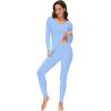 imageWiWi Soft Viscose from Bamboo Underwear for Women Thermal Long Johns Sets Super Warm Base Layer Top Pants Pajamas Set S3XAsky Blue
