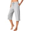 imageWiWi Viscose Capri Pants for Women Wide Leg Pajama with Pockets Soft Knit Lounge Sleep Pj Bottoms SXXLAsh Grey