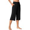 imageWiWi Viscose Capri Pants for Women Wide Leg Pajama with Pockets Soft Knit Lounge Sleep Pj Bottoms SXXLBlack