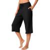 imageWiWi Viscose Capri Pants for Women Wide Leg Pajama with Pockets Soft Knit Lounge Sleep Pj Bottoms SXXLBlack