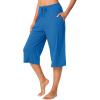 imageWiWi Viscose Capri Pants for Women Wide Leg Pajama with Pockets Soft Knit Lounge Sleep Pj Bottoms SXXLBright Blue