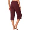 imageWiWi Viscose Capri Pants for Women Wide Leg Pajama with Pockets Soft Knit Lounge Sleep Pj Bottoms SXXLBrownish Red