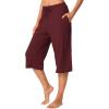 imageWiWi Viscose Capri Pants for Women Wide Leg Pajama with Pockets Soft Knit Lounge Sleep Pj Bottoms SXXLBrownish Red