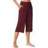 imageWiWi Viscose Capri Pants for Women Wide Leg Pajama with Pockets Soft Knit Lounge Sleep Pj Bottoms SXXLBrownish Red