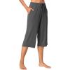 imageWiWi Viscose Capri Pants for Women Wide Leg Pajama with Pockets Soft Knit Lounge Sleep Pj Bottoms SXXLCharcoal