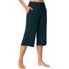 imageWiWi Viscose Capri Pants for Women Wide Leg Pajama with Pockets Soft Knit Lounge Sleep Pj Bottoms SXXLDark Bluish Green