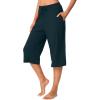 imageWiWi Viscose Capri Pants for Women Wide Leg Pajama with Pockets Soft Knit Lounge Sleep Pj Bottoms SXXLDark Bluish Green