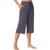 imageWiWi Viscose Capri Pants for Women Wide Leg Pajama with Pockets Soft Knit Lounge Sleep Pj Bottoms SXXLDark Grey