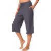 imageWiWi Viscose Capri Pants for Women Wide Leg Pajama with Pockets Soft Knit Lounge Sleep Pj Bottoms SXXLDark Grey