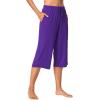 imageWiWi Viscose Capri Pants for Women Wide Leg Pajama with Pockets Soft Knit Lounge Sleep Pj Bottoms SXXLLilac