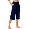 imageWiWi Viscose Capri Pants for Women Wide Leg Pajama with Pockets Soft Knit Lounge Sleep Pj Bottoms SXXLNavy