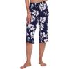 imageWiWi Viscose Capri Pants for Women Wide Leg Pajama with Pockets Soft Knit Lounge Sleep Pj Bottoms SXXLNavy Floral