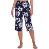 imageWiWi Viscose Capri Pants for Women Wide Leg Pajama with Pockets Soft Knit Lounge Sleep Pj Bottoms SXXLNavy Floral