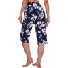 imageWiWi Viscose Capri Pants for Women Wide Leg Pajama with Pockets Soft Knit Lounge Sleep Pj Bottoms SXXLNavy Floral