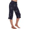 imageWiWi Viscose Capri Pants for Women Wide Leg Pajama with Pockets Soft Knit Lounge Sleep Pj Bottoms SXXLNavy Stars