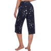 imageWiWi Viscose Capri Pants for Women Wide Leg Pajama with Pockets Soft Knit Lounge Sleep Pj Bottoms SXXLNavy Stars