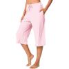 imageWiWi Viscose Capri Pants for Women Wide Leg Pajama with Pockets Soft Knit Lounge Sleep Pj Bottoms SXXLPink