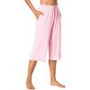 imageWiWi Viscose Capri Pants for Women Wide Leg Pajama with Pockets Soft Knit Lounge Sleep Pj Bottoms SXXLPink