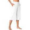 imageWiWi Viscose Capri Pants for Women Wide Leg Pajama with Pockets Soft Knit Lounge Sleep Pj Bottoms SXXLPure White