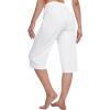 imageWiWi Viscose Capri Pants for Women Wide Leg Pajama with Pockets Soft Knit Lounge Sleep Pj Bottoms SXXLWhiteBlack Dots