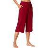 imageWiWi Viscose Capri Pants for Women Wide Leg Pajama with Pockets Soft Knit Lounge Sleep Pj Bottoms SXXLWine Red