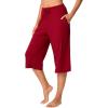 imageWiWi Viscose Capri Pants for Women Wide Leg Pajama with Pockets Soft Knit Lounge Sleep Pj Bottoms SXXLWine Red