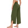 imageWiWi Viscose from Bamboo Pajama Bottoms Wide Leg Capri Pj Pants for Women Soft Lounge High Waist Cool Sweatpants SXXLArmy Green