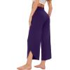 imageWiWi Viscose from Bamboo Pajama Bottoms Wide Leg Capri Pj Pants for Women Soft Lounge High Waist Cool Sweatpants SXXLDark Purple