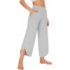 imageWiWi Viscose from Bamboo Pajama Bottoms Wide Leg Capri Pj Pants for Women Soft Lounge High Waist Cool Sweatpants SXXLLight Heather Grey