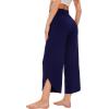 imageWiWi Viscose from Bamboo Pajama Bottoms Wide Leg Capri Pj Pants for Women Soft Lounge High Waist Cool Sweatpants SXXLNavy