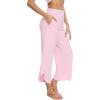 imageWiWi Viscose from Bamboo Pajama Bottoms Wide Leg Capri Pj Pants for Women Soft Lounge High Waist Cool Sweatpants SXXLPink