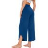 imageWiWi Viscose from Bamboo Pajama Bottoms Wide Leg Capri Pj Pants for Women Soft Lounge High Waist Cool Sweatpants SXXLPrussian Blue