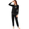 imageWiWi Viscose from Bamboo Pajamas Set for Women Long Sleeve Sleepwear Soft Loungewear Pjs Jogger Pants Lounge Sets SXXLAblack