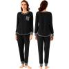 imageWiWi Viscose from Bamboo Pajamas Set for Women Long Sleeve Sleepwear Soft Loungewear Pjs Jogger Pants Lounge Sets SXXLAblack
