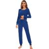imageWiWi Viscose from Bamboo Pajamas Set for Women Long Sleeve Sleepwear Soft Loungewear Pjs Jogger Pants Lounge Sets SXXLAblue Depth
