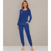 imageWiWi Viscose from Bamboo Pajamas Set for Women Long Sleeve Sleepwear Soft Loungewear Pjs Jogger Pants Lounge Sets SXXLAblue Depth