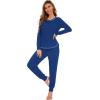 imageWiWi Viscose from Bamboo Pajamas Set for Women Long Sleeve Sleepwear Soft Loungewear Pjs Jogger Pants Lounge Sets SXXLAblue Depth
