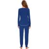 imageWiWi Viscose from Bamboo Pajamas Set for Women Long Sleeve Sleepwear Soft Loungewear Pjs Jogger Pants Lounge Sets SXXLAblue Depth