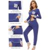 imageWiWi Viscose from Bamboo Pajamas Set for Women Long Sleeve Sleepwear Soft Loungewear Pjs Jogger Pants Lounge Sets SXXLAindigo Blue