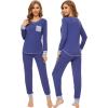imageWiWi Viscose from Bamboo Pajamas Set for Women Long Sleeve Sleepwear Soft Loungewear Pjs Jogger Pants Lounge Sets SXXLAindigo Blue