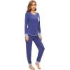 imageWiWi Viscose from Bamboo Pajamas Set for Women Long Sleeve Sleepwear Soft Loungewear Pjs Jogger Pants Lounge Sets SXXLAindigo Blue