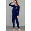 imageWiWi Viscose from Bamboo Pajamas Set for Women Long Sleeve Sleepwear Soft Loungewear Pjs Jogger Pants Lounge Sets SXXLAnavy