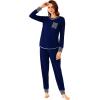imageWiWi Viscose from Bamboo Pajamas Set for Women Long Sleeve Sleepwear Soft Loungewear Pjs Jogger Pants Lounge Sets SXXLAnavy