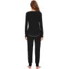 imageWiWi Viscose from Bamboo Pajamas Set for Women Long Sleeve Sleepwear Soft Loungewear Pjs Jogger Pants Lounge Sets SXXLAsolid Black