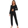 imageWiWi Viscose from Bamboo Pajamas Set for Women Long Sleeve Sleepwear Soft Loungewear Pjs Jogger Pants Lounge Sets SXXLAsolid Black
