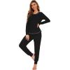 imageWiWi Viscose from Bamboo Pajamas Set for Women Long Sleeve Sleepwear Soft Loungewear Pjs Jogger Pants Lounge Sets SXXLAsolid Black