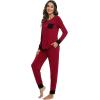 imageWiWi Viscose from Bamboo Pajamas Set for Women Long Sleeve Sleepwear Soft Loungewear Pjs Jogger Pants Lounge Sets SXXLAwine Red