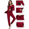 imageWiWi Viscose from Bamboo Pajamas Set for Women Long Sleeve Sleepwear Soft Loungewear Pjs Jogger Pants Lounge Sets SXXLAwine Red