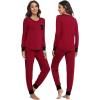 imageWiWi Viscose from Bamboo Pajamas Set for Women Long Sleeve Sleepwear Soft Loungewear Pjs Jogger Pants Lounge Sets SXXLAwine Red
